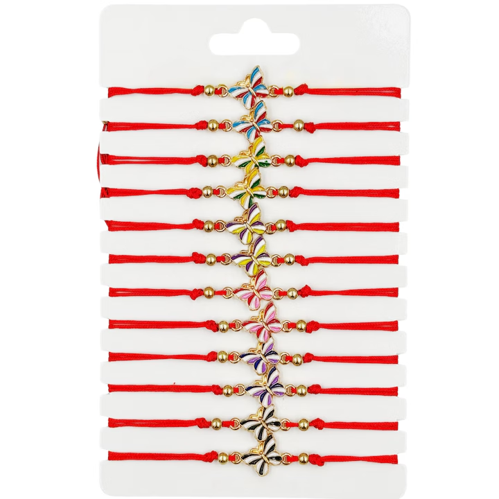 Set 12 martisoare bratari, NEVERMORE, Lungime reglabila, M2523, Rosu
