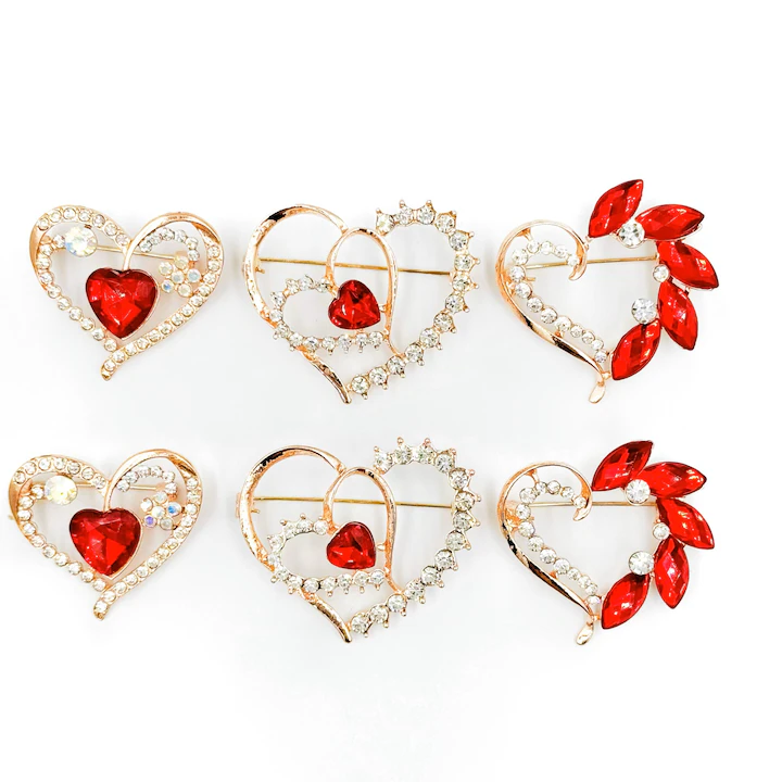 Set 6 martisoare brose, NEVERMORE, Metal, B2519, 3.5cm, Multicolor