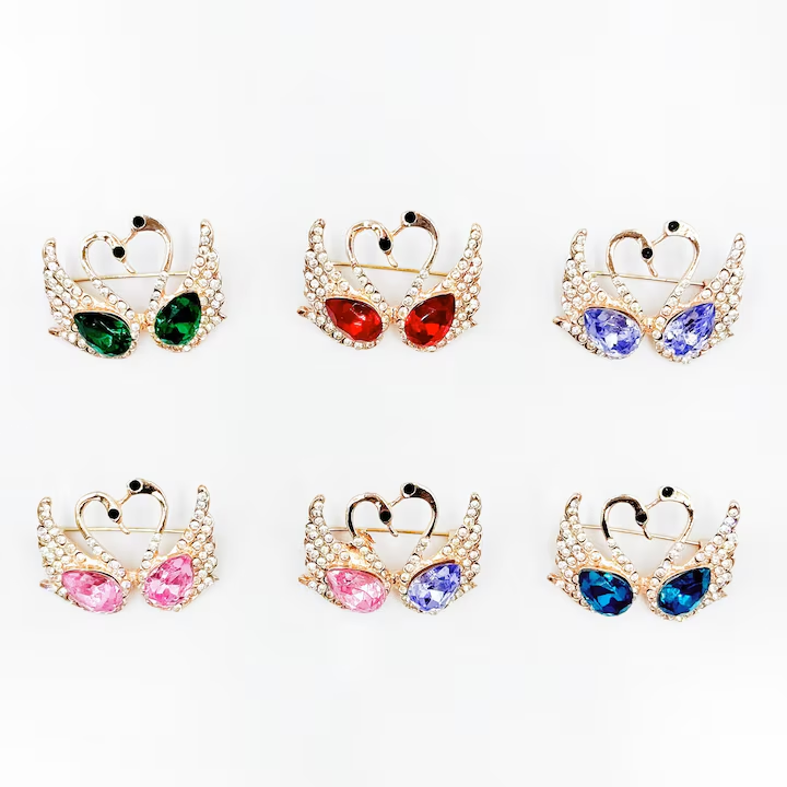 Set 6 martisoare brose, NEVERMORE, Lebaduta, Metal, B2513, 4cm, Multicolor