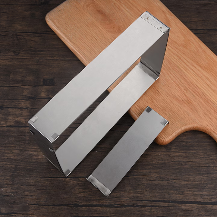 Forma dreptunghiulara pentru tort, NEVERMORE, Inox, reglabila, Lumgime 28 - 53 cm, Latime 18 - 35 cm, Inaltime 8 cm